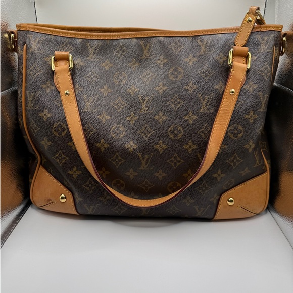 Louis Vuitton Brown Monogram Shoulder Bag with Tan Leather Trim - Picture 2 of 6
